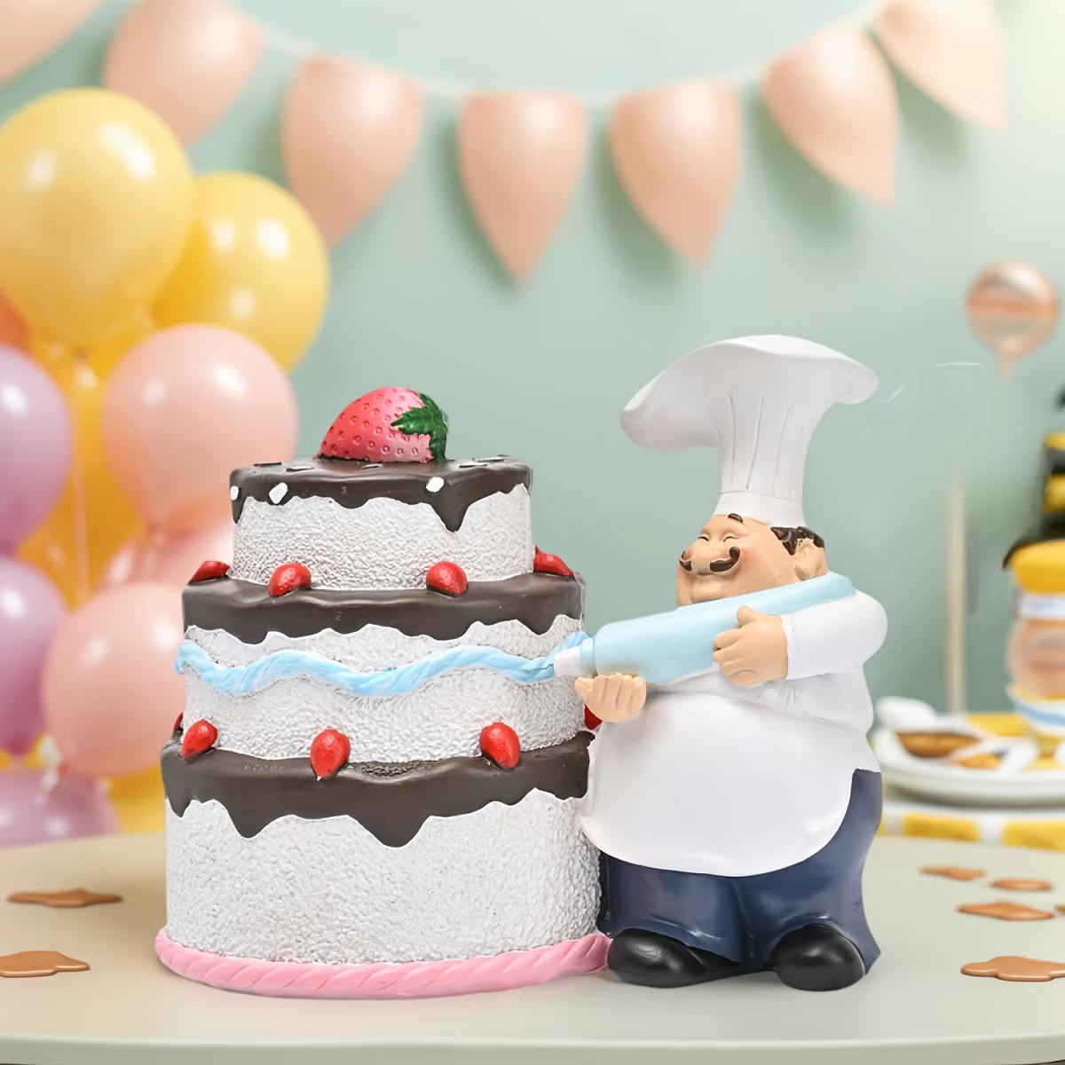 Statue de chef en crème, taille 12,8 cm/5,04 pouces, sculpture exquise, décoration d'intérieur, conv