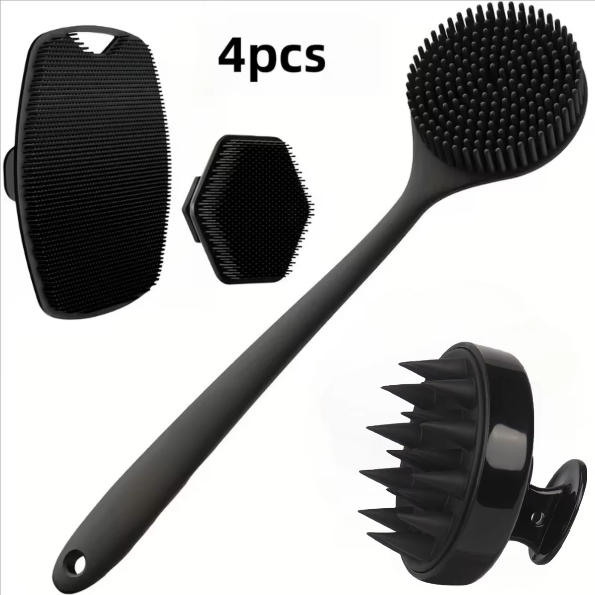 Ensemble de 4 brosses exfoliantes douces en Silicone pour le visage, douche douce, Massage et nettoy