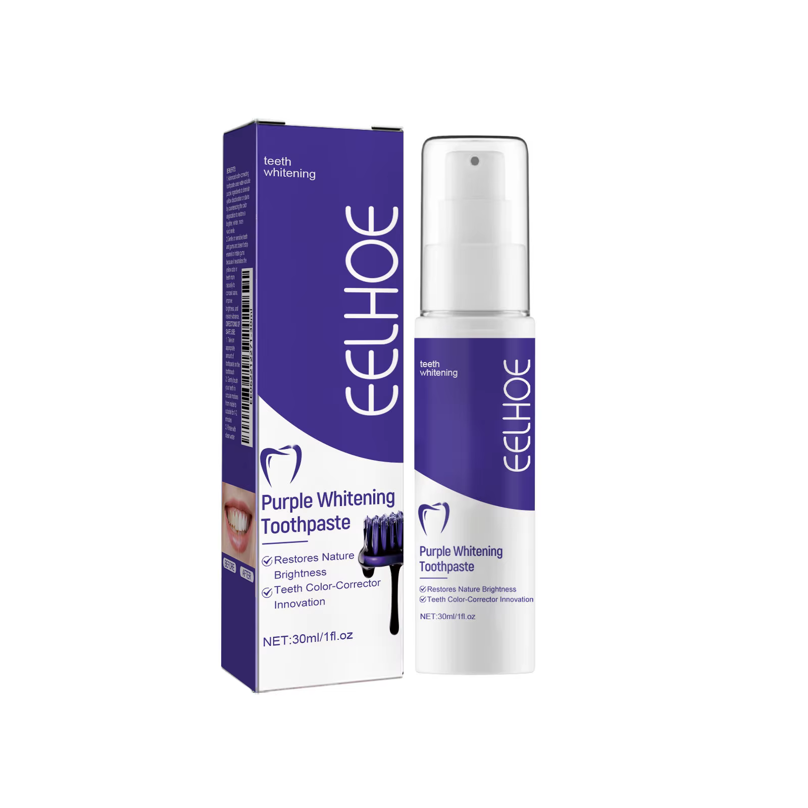 Dentifrice blanchissant V34, blanchiment instantané des dents, élimination des taches dentaires et d
