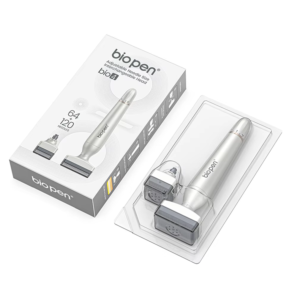 Nouveau Kit Derma Stamp Bio 4 à Double Tête Remplaçable, Stylo Microneedle Réglable pour le Soin du