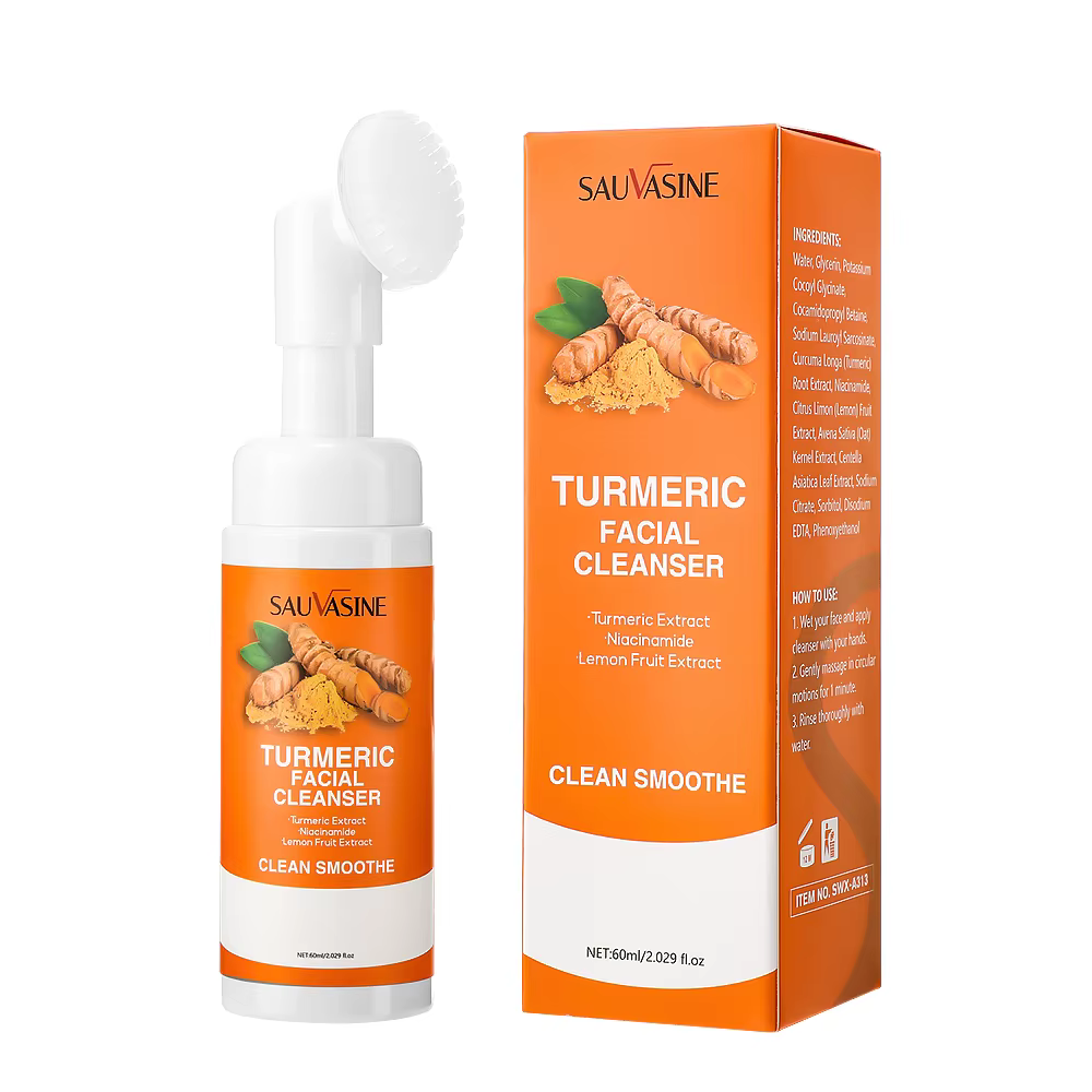 Nettoyant au curcuma hydratant le visage éclaircissant le teint de la peau mousse de lavage du visag