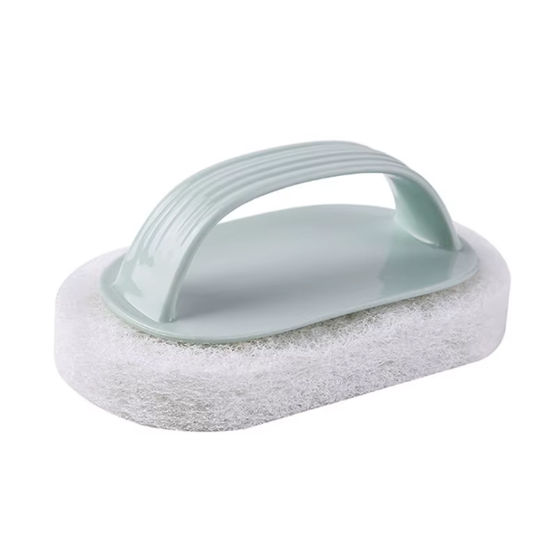 Brosse de nettoyage murale de cuisine, salle de bains, toilettes, poignée en verre, éponge de bain,