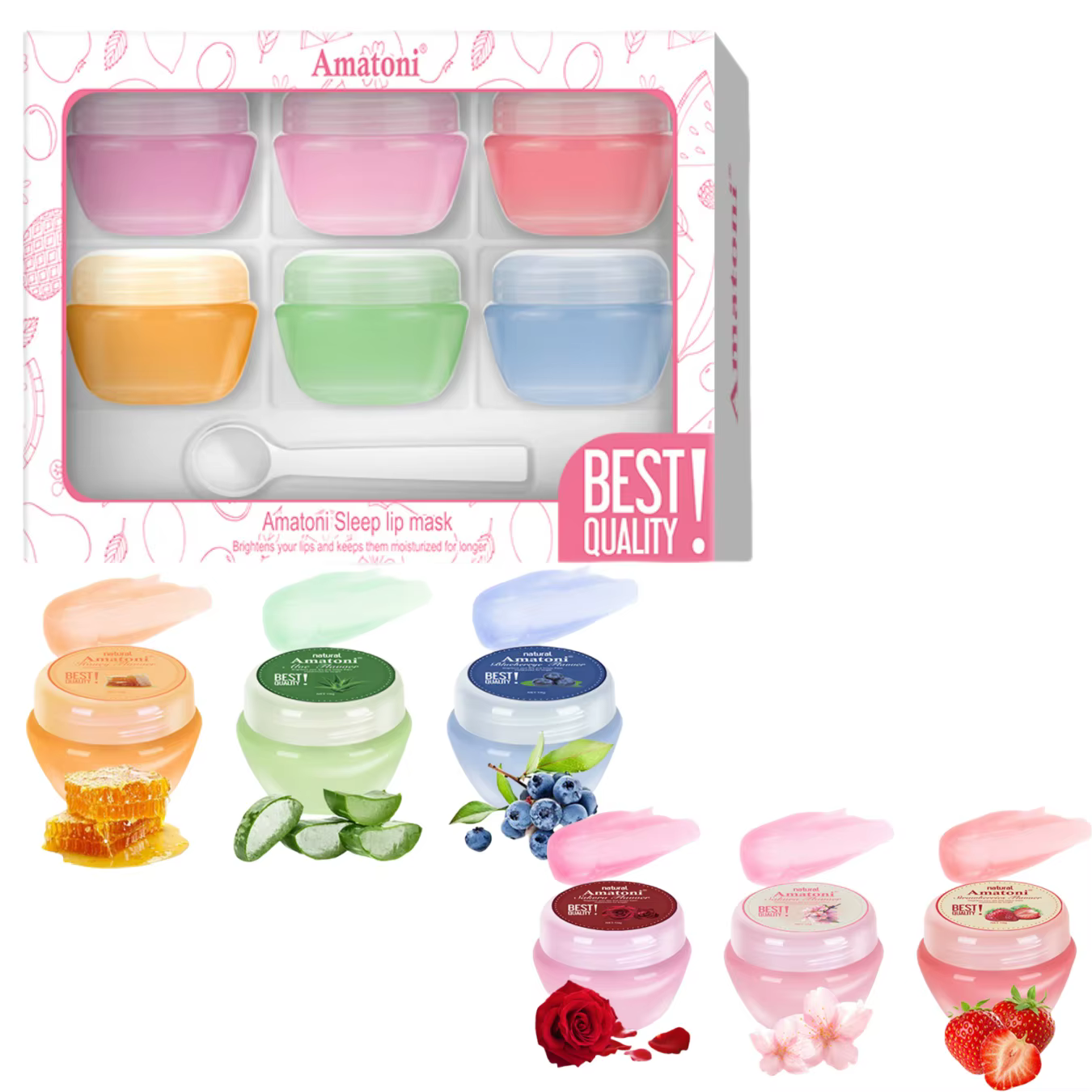 Coffret cadeau masque à lèvres pour dormir 10g×6PCS ensemble de baume à lèvres hydrate les lèvres, l