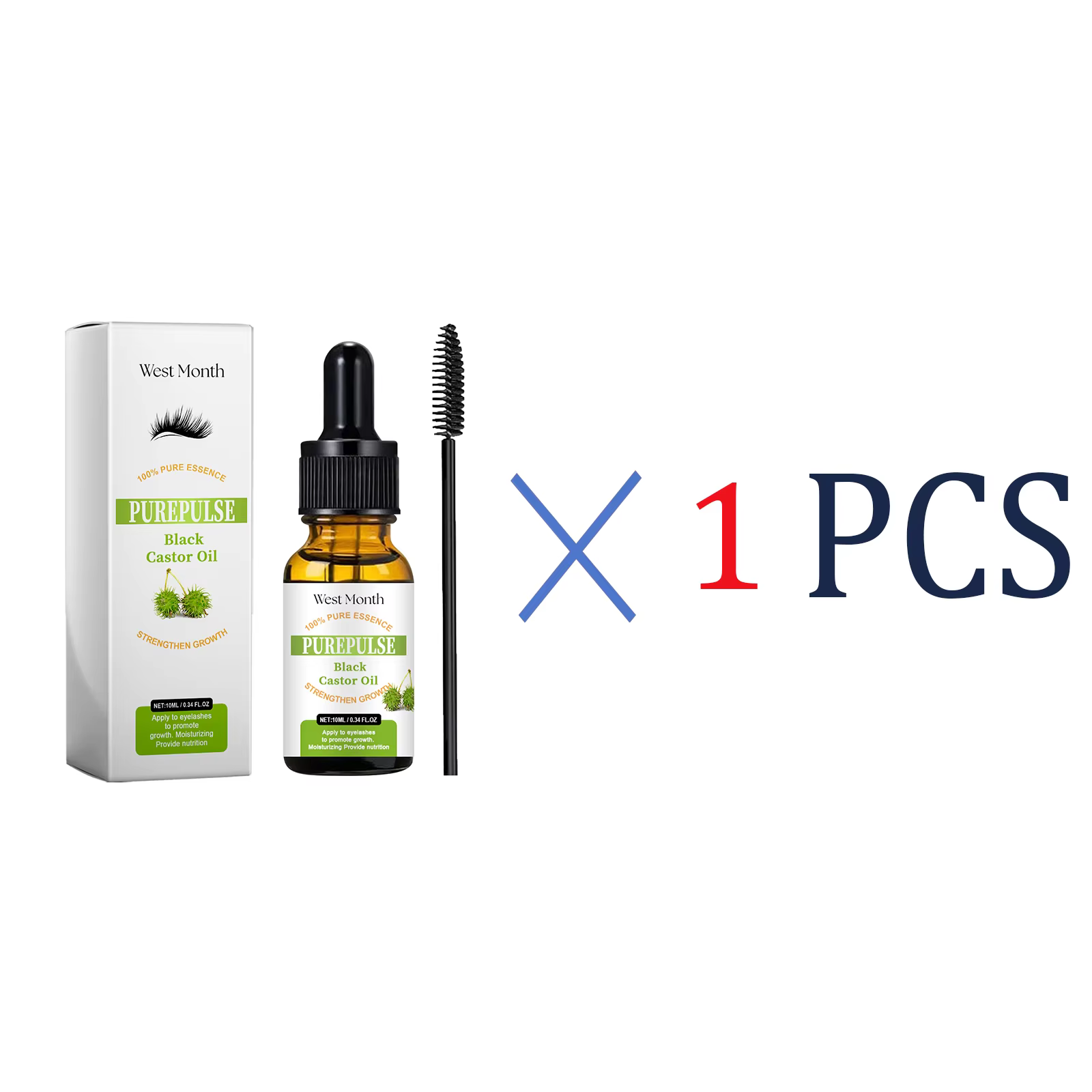Sérum pour cils 100% naturel pur, huile de ricin noire pour épaissir les cils, huile de croissance d