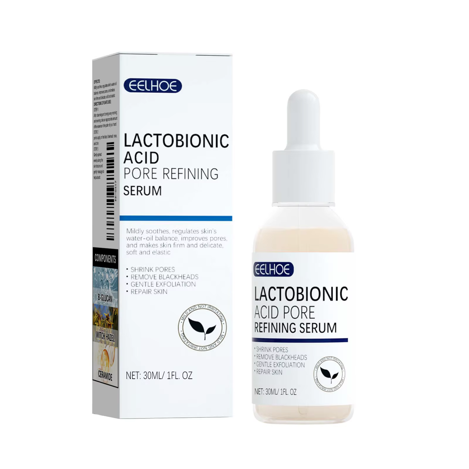 EELHOE acide lactobionique rétrécit les pores sérum pour le visage réparation de la peau enlever les