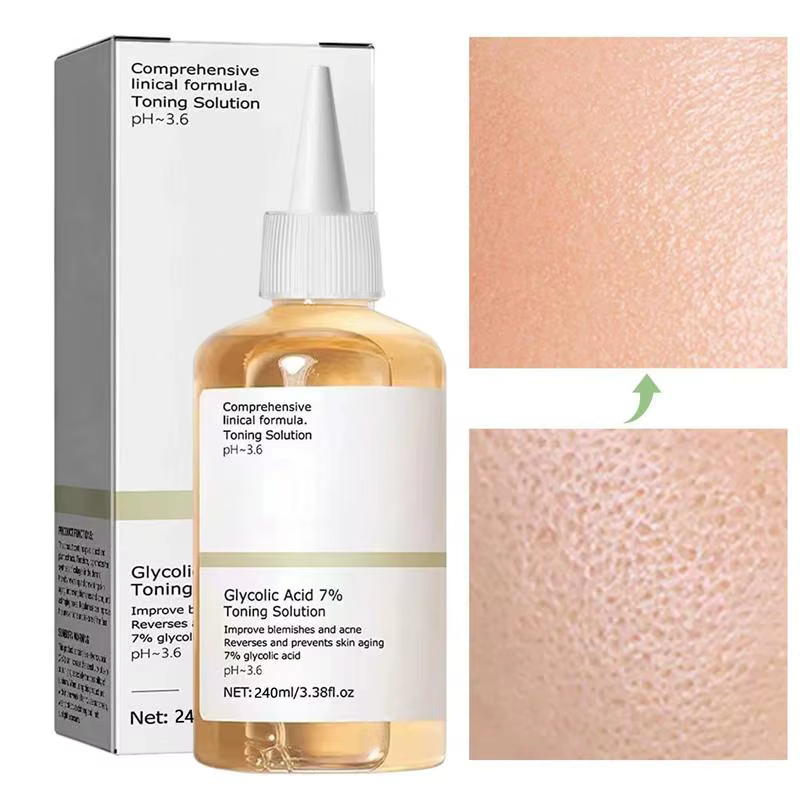 Solution tonifiante 100 à l'acide glycolique pour le visage, 240ml/7% ml, tonique, nourrissant, doux