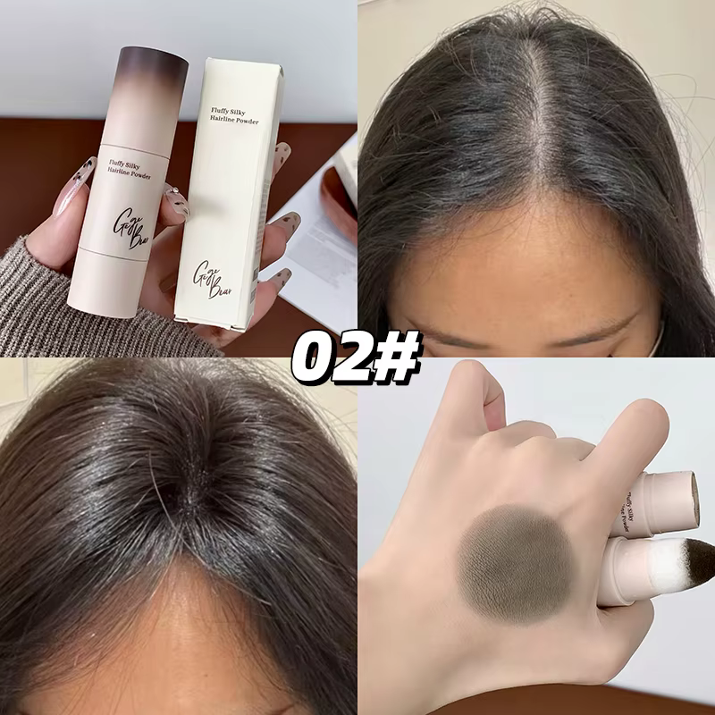 Poudre de camouflage pour la ligne des cheveux, brun gris, maquillage naturel instantané, couvrant e