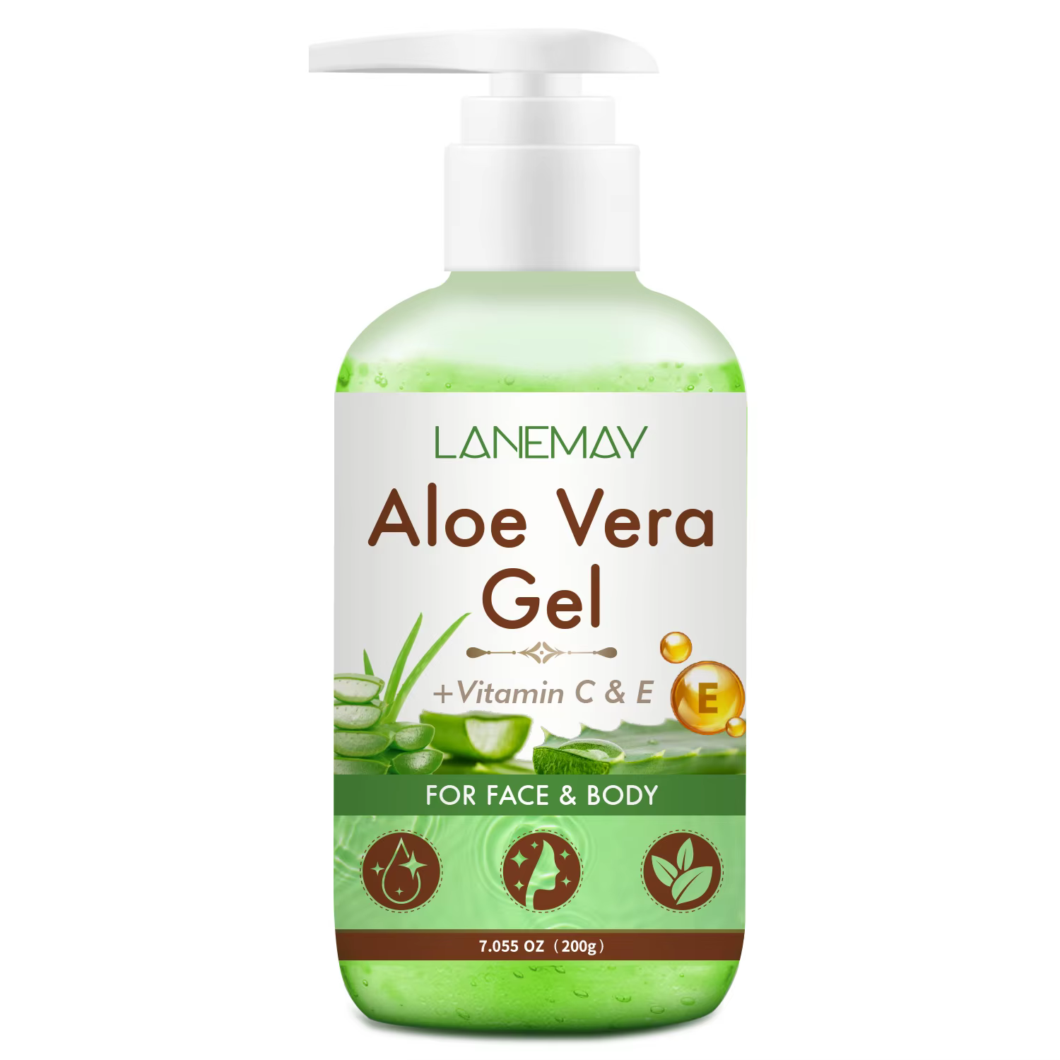 Gel d'aloe Vera à la vitamine C et E pour le visage et le corps, hydratant, réparateur, soulagement