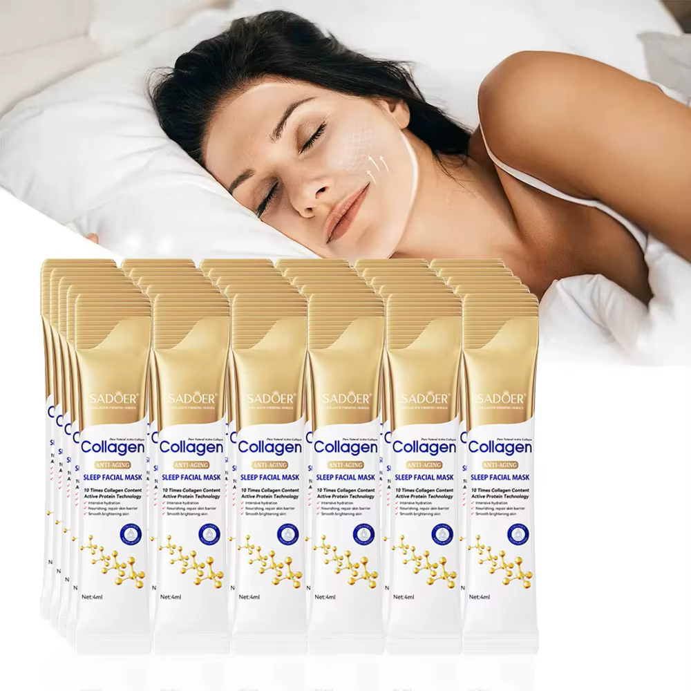 30 pièces SADOER collagène dormir masques faciaux visage soins de la peau hydratant éclaircissant ra