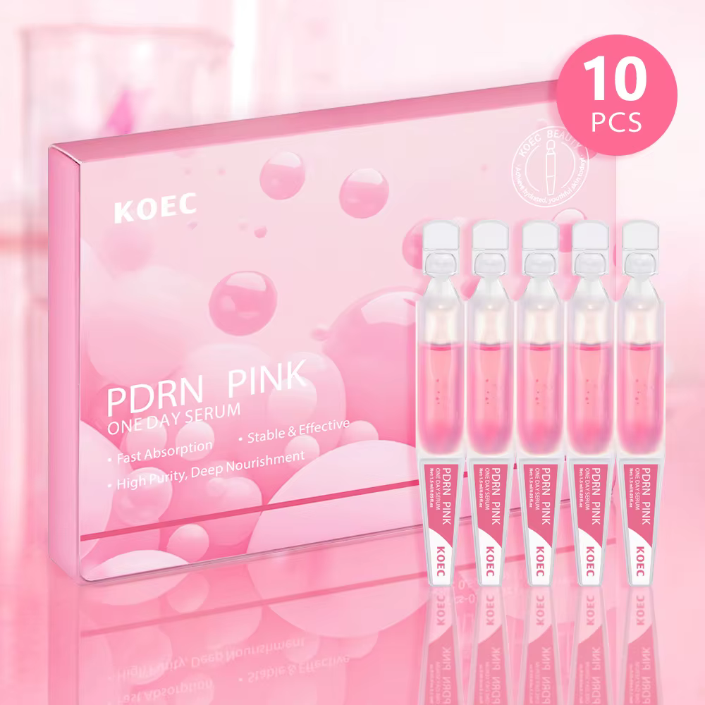 10 flacons/boîte – Sérum PDRN PINK ONE DAY – Ampoule raffermissante et hydratante – Lissage de la pe