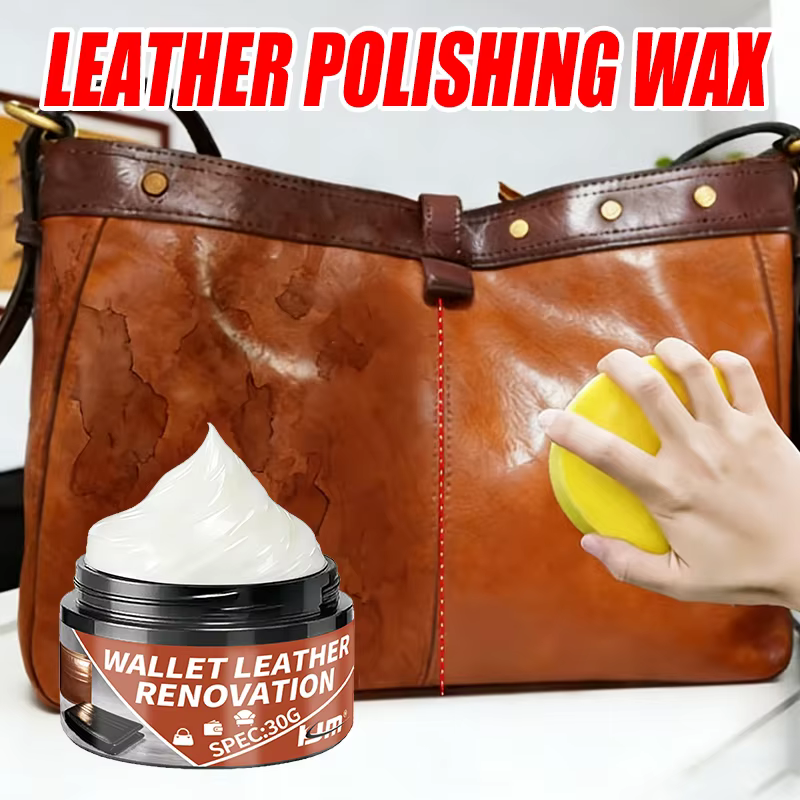 Crème Restauratrice pour Cuir KJM 30g - Portefeuille, Sac, Chaussures, Canapé, Réparation Facile, Br