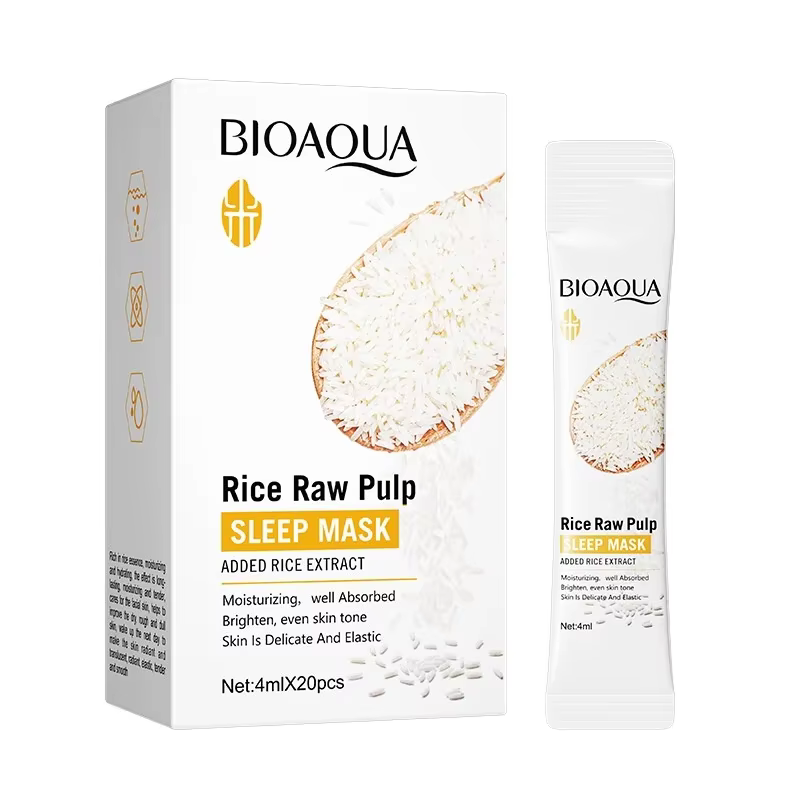 20 pièces/boîte BIOAOUA riz pâte brute sommeil masque Facial hydrater éclaircir blanchissant