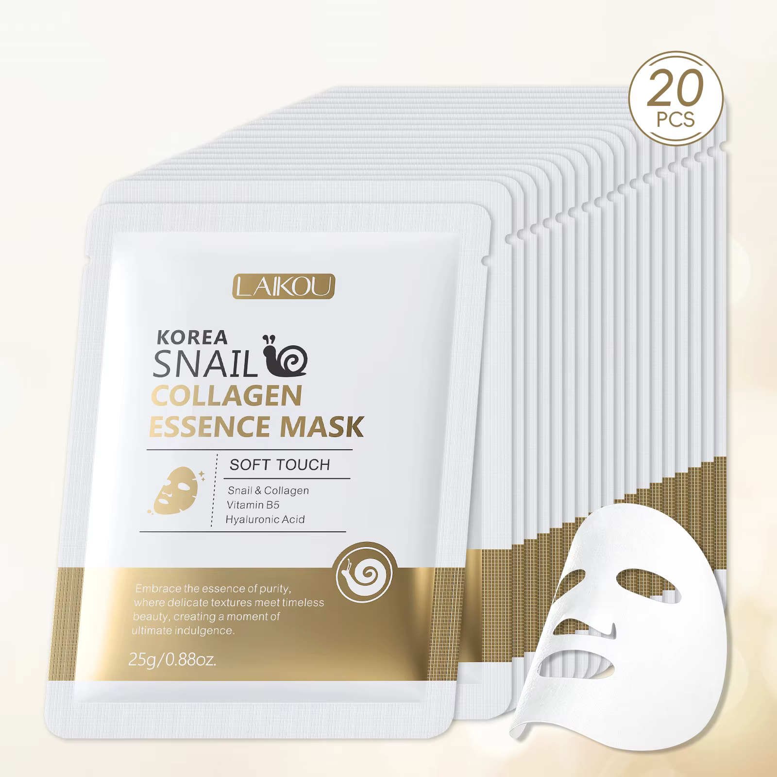 LAIKOU corée escargot collagène Essence masque feuille hydratante masque Anti-rides masque raffermis