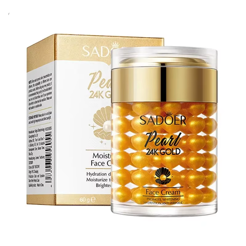 Crème pour le visage au collagène de perles dorées 24K, hydratante, éclaircissante, raffermissante, 