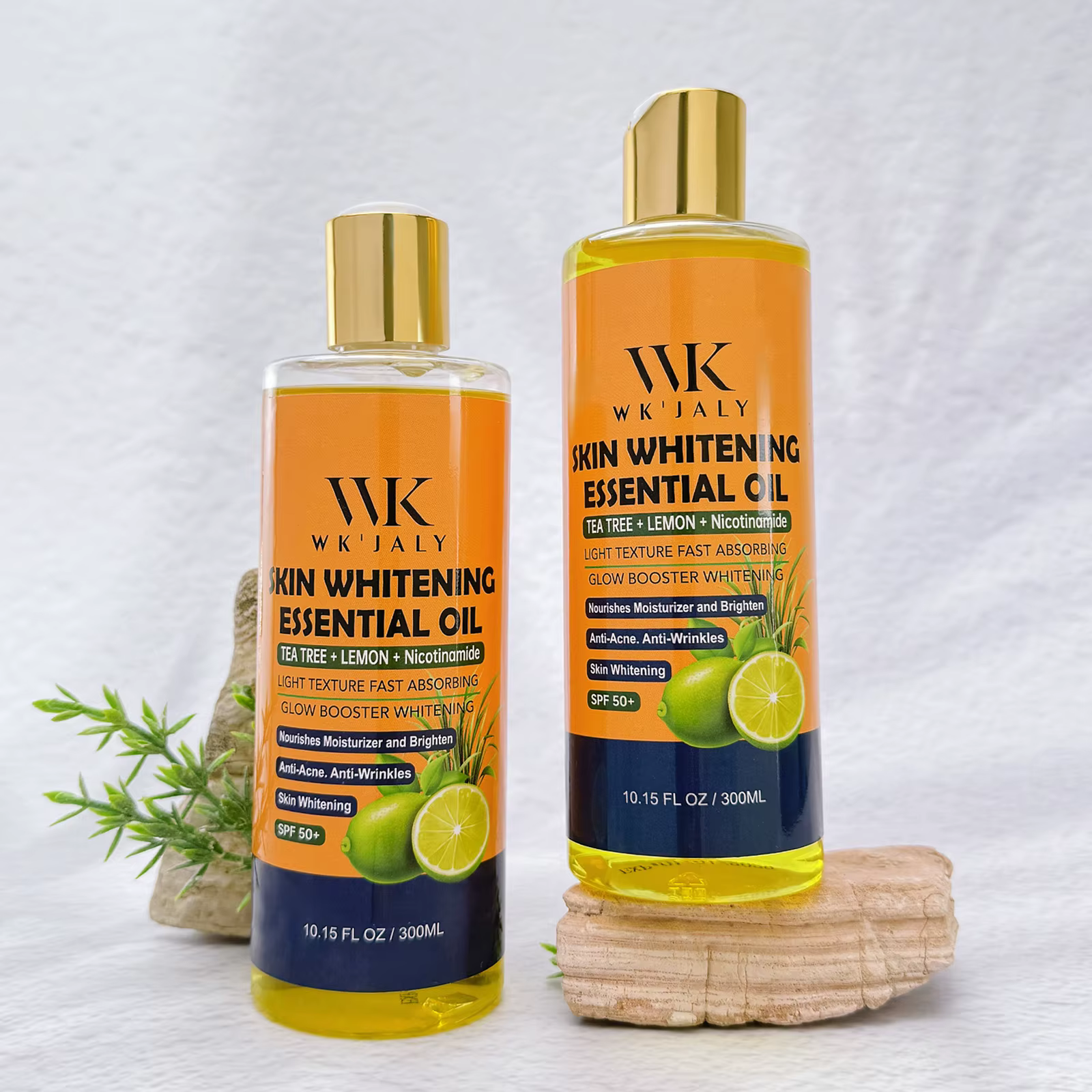 Huile pour le corps éclaircissante à la niacinamide WK JALY pour tous les types de peau, avec arbre 