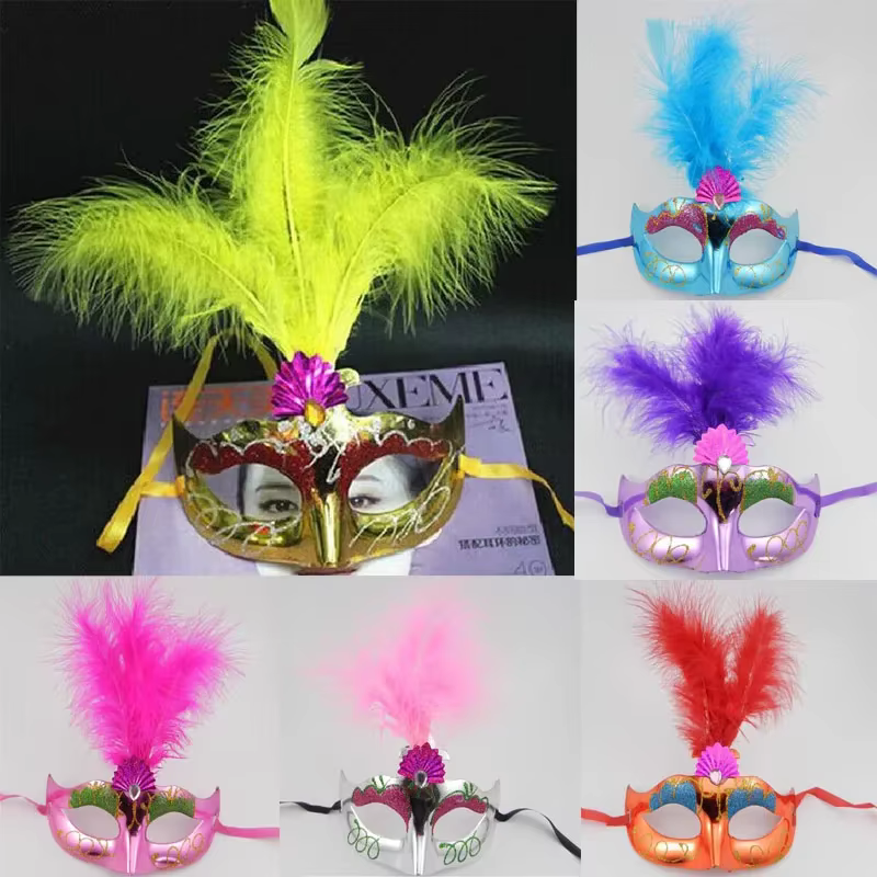 15 pièces masque de plumes d'événement avec fleur princesse venise masques pour les yeux fête d'anni