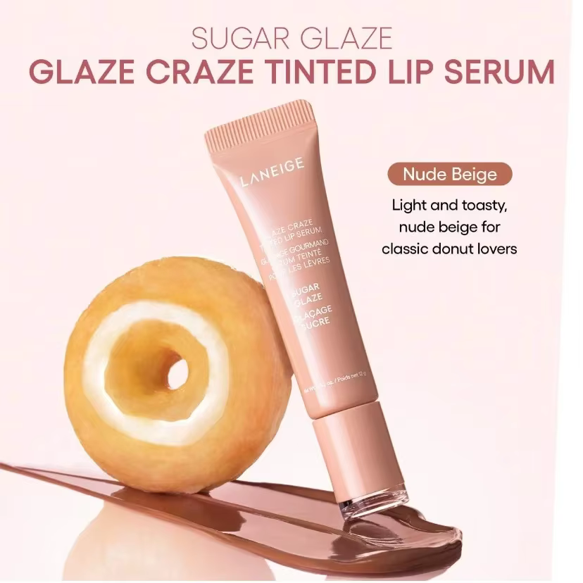 Baume à lèvres Laneige Donut Strawberry Sugar, brillant et repulpant, hydratant, exfoliant doux, soi