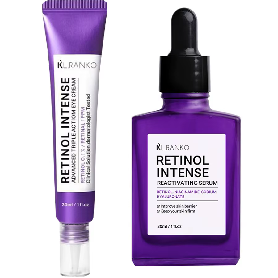 Crème pour les yeux à triple action avancée intense au rétinol, anti-âge pour les ridules – Ensemble