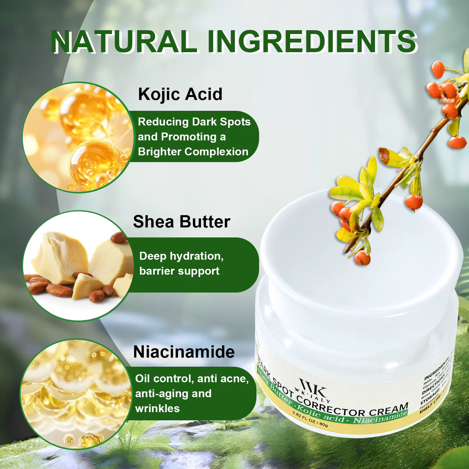 WK JALY Crème correctrice de taches foncées, blanchissante, même le teint, réduit la mélanine, l'hyp