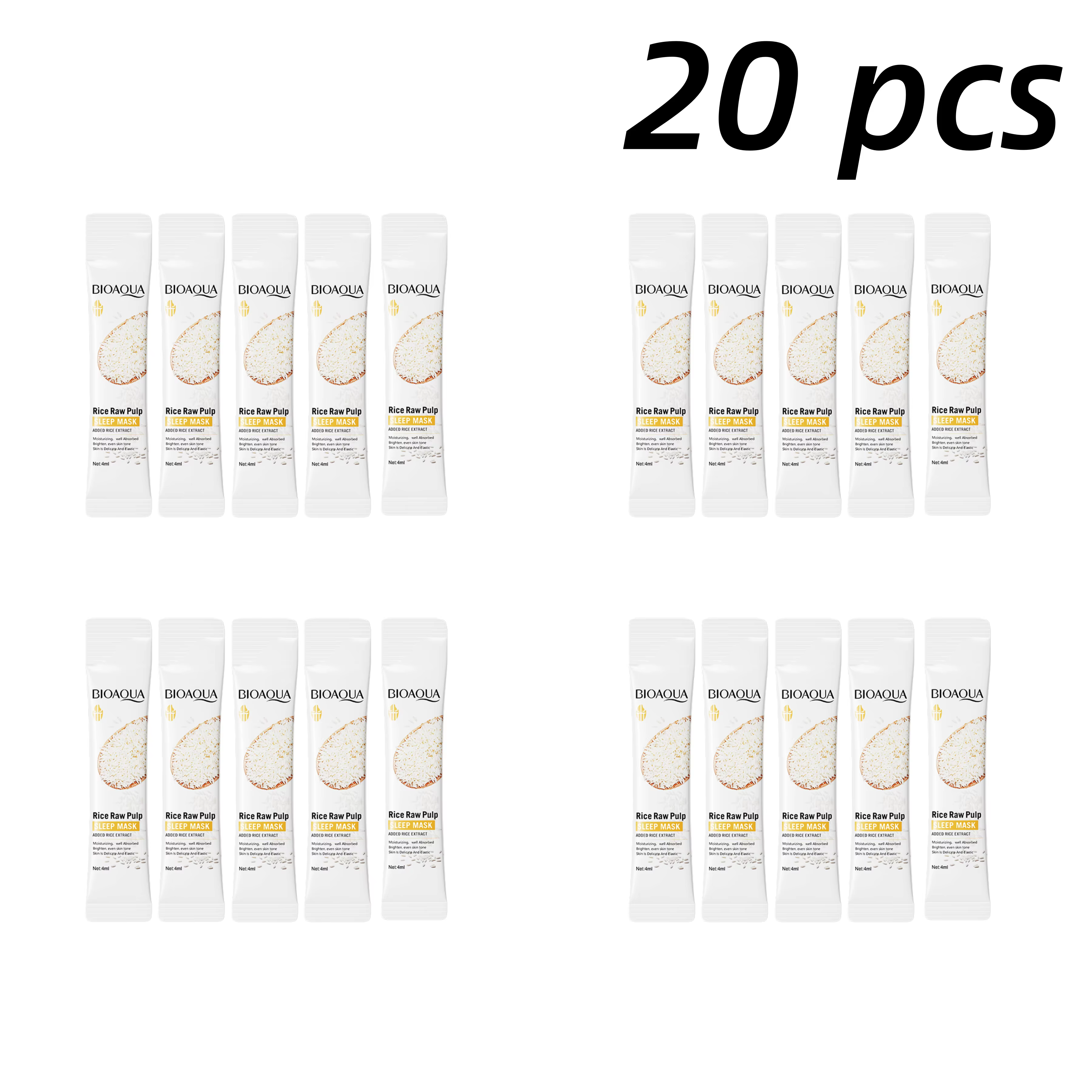 20/40/60 pièces de masque de nuit à la purée de riz Bioaoua, masque sans rinçage, hydrate la peau, h