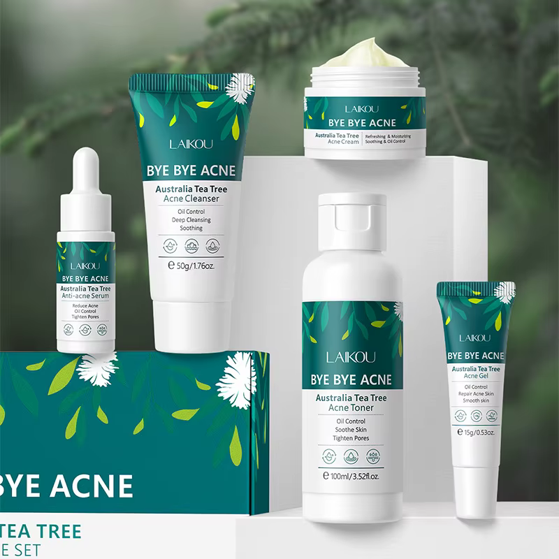 LAIKOU-Ensemble de soins de la peau contre l'acné au sapin à thé australien, nettoyant, toner, sérum