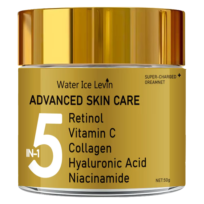 Crème hydratante pour le visage 5 en 1 contenant de la vitamine C, du collagène et de l'E - Formule