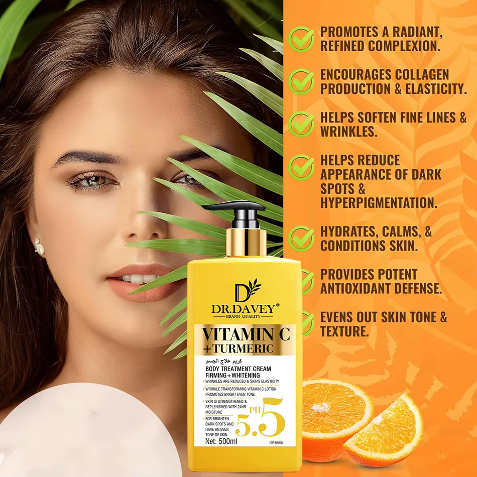 Crème éclaircissante pour le corps au curcuma à la vitamine C +. Crème anti-âge pour taches de vieil