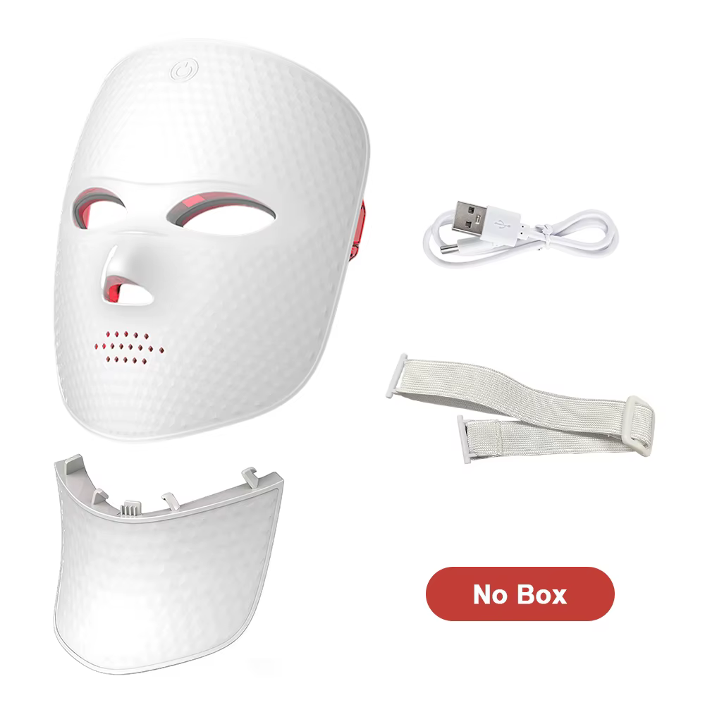 Masque LED facial 2 en 1 avec masque LED pour le cou, 7 couleurs, soin de la peau, masque de beauté 