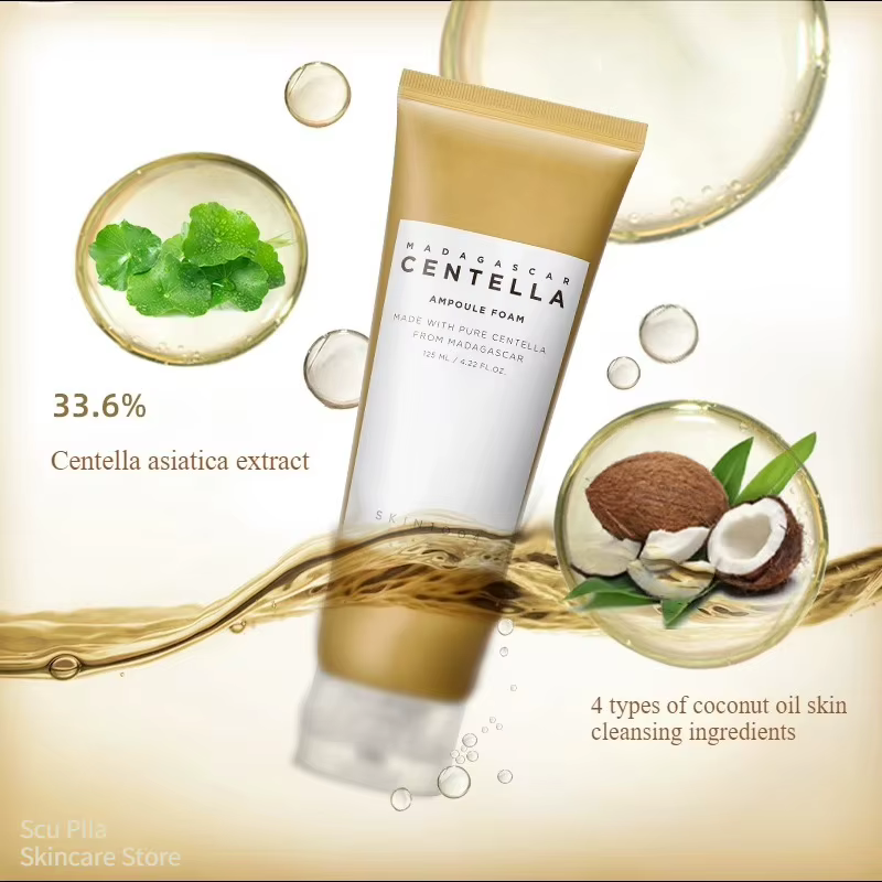 Nettoyant Moussant Visage Coréen à la Centella, Ampoule Nettoyante Douce pour le Contrôle des Pores