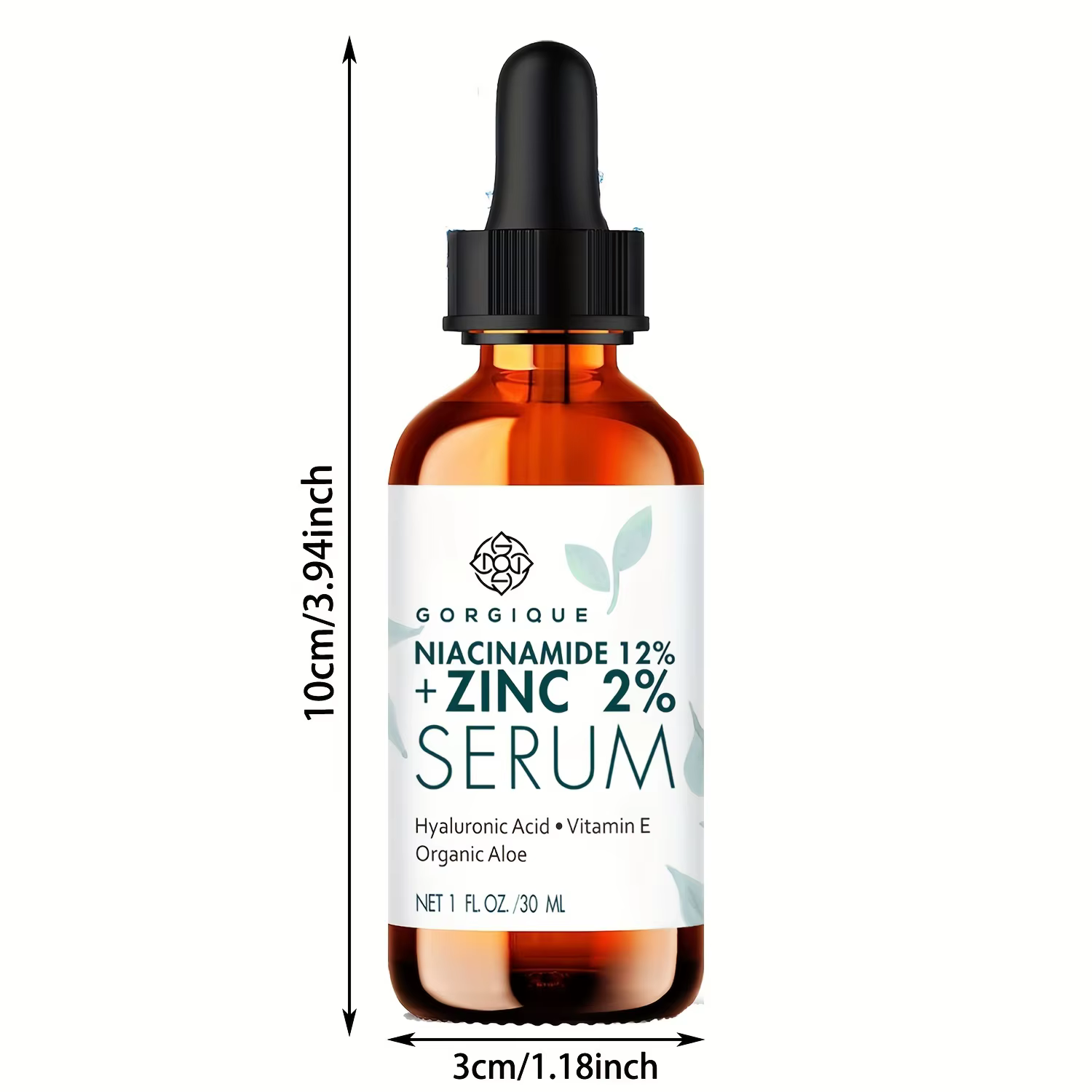 Sérum visage 12% niacinamide + 2% zinc et acide hyaluronique, pour une peau lisse, brillante et jeun