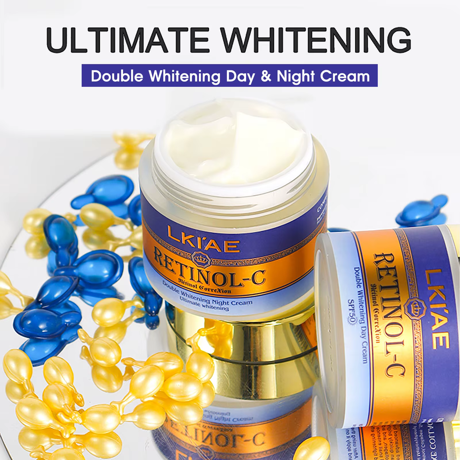 LKIAE crème visage jour et nuit d'escargot naturel et rétinol, blanchissante, réduit les ridules, le