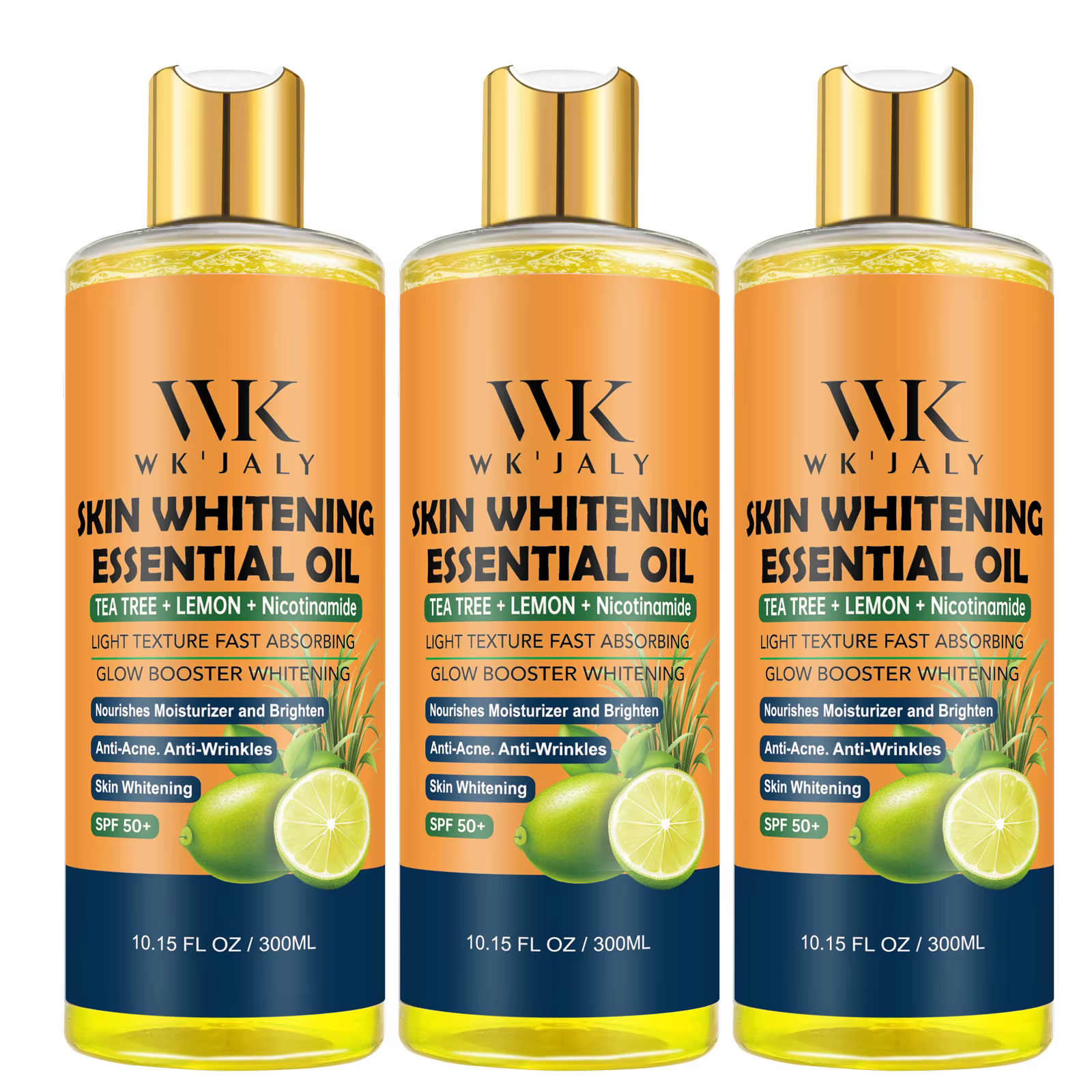 Huile pour le corps éclaircissante à la niacinamide WK JALY pour tous les types de peau, avec arbre 