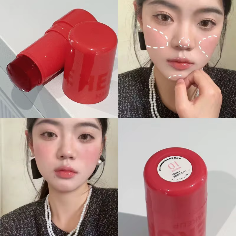 Bâton de fard à joues en gelée de fraise, éclaircit la joue Rouge, double usage des lèvres et des jo