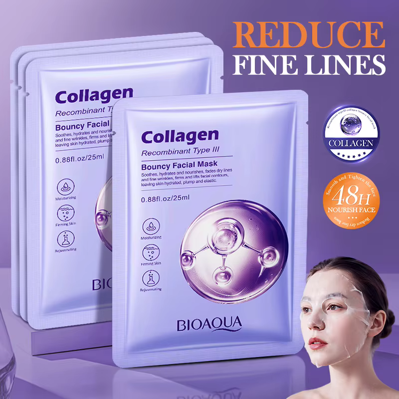 10 pièces BIOAQUA collagène masques pour le visage Anti rides anti-âge hydratant blanchissant masque