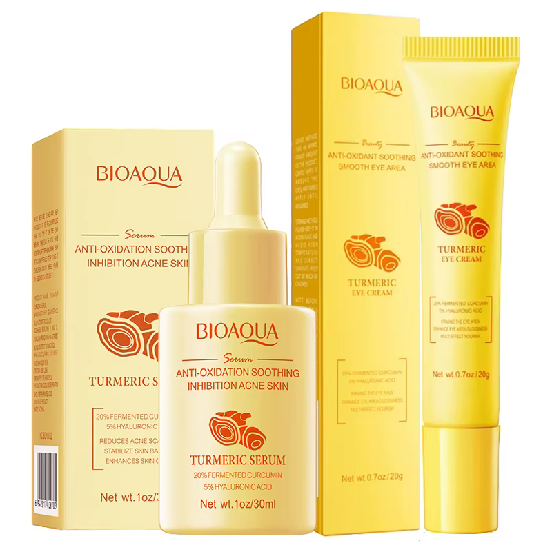 BIOAQUA curcuma ensembles de soins de la peau Anti-âge Anti-acné sérum pour le visage hydratant Anti