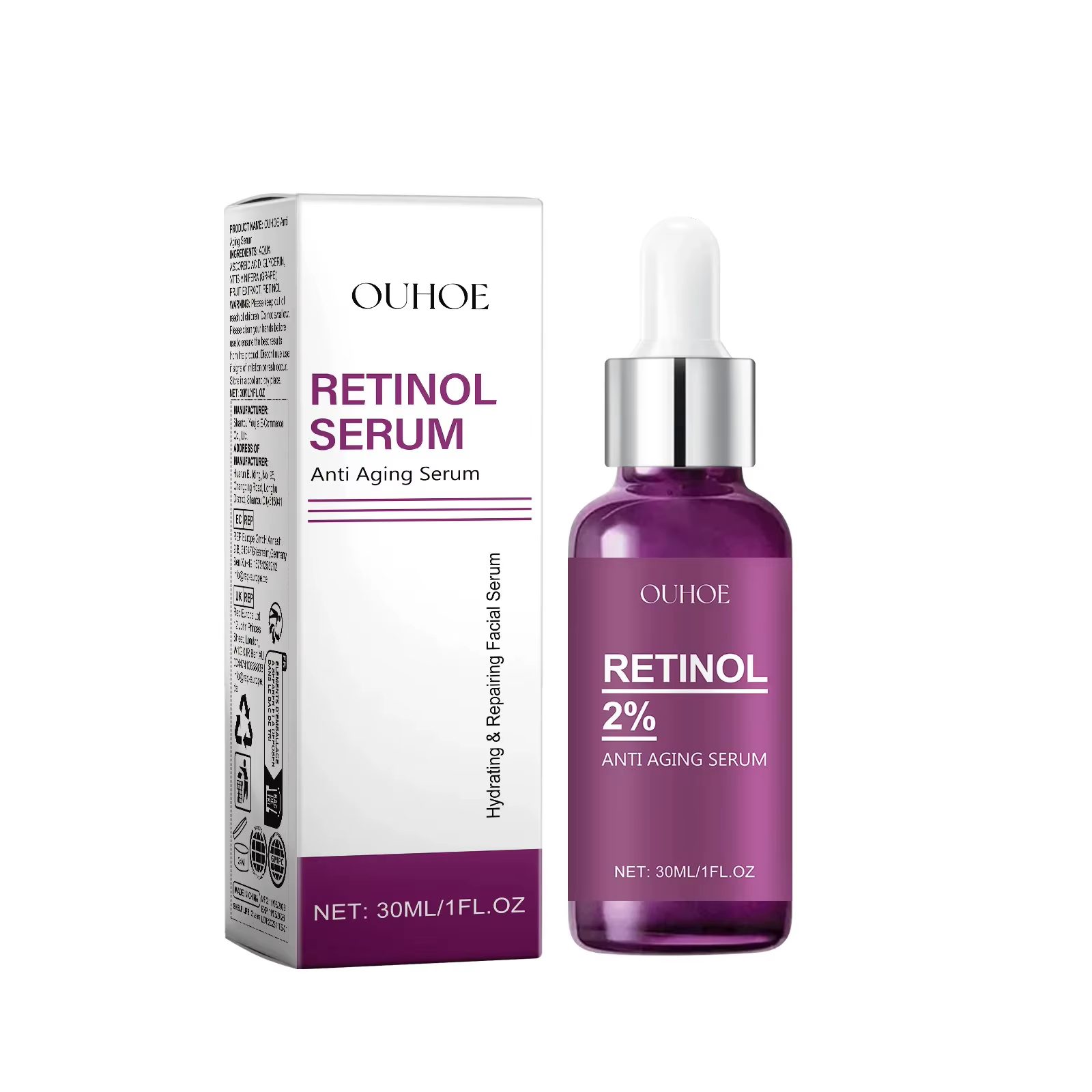 Sérum au rétinol pour le visage, blanchissant, hydratant, atténue les ridules, réduit les rides, raf