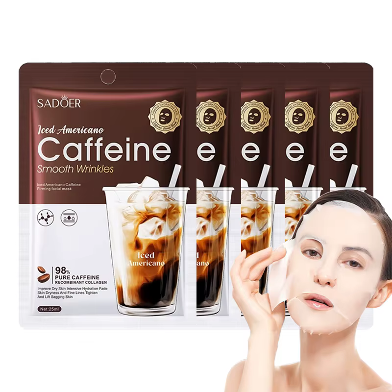 SADOER – masque Facial à la caféine, Anti-rides, hydratant, Anti-âge, feuille faciale, produits de s