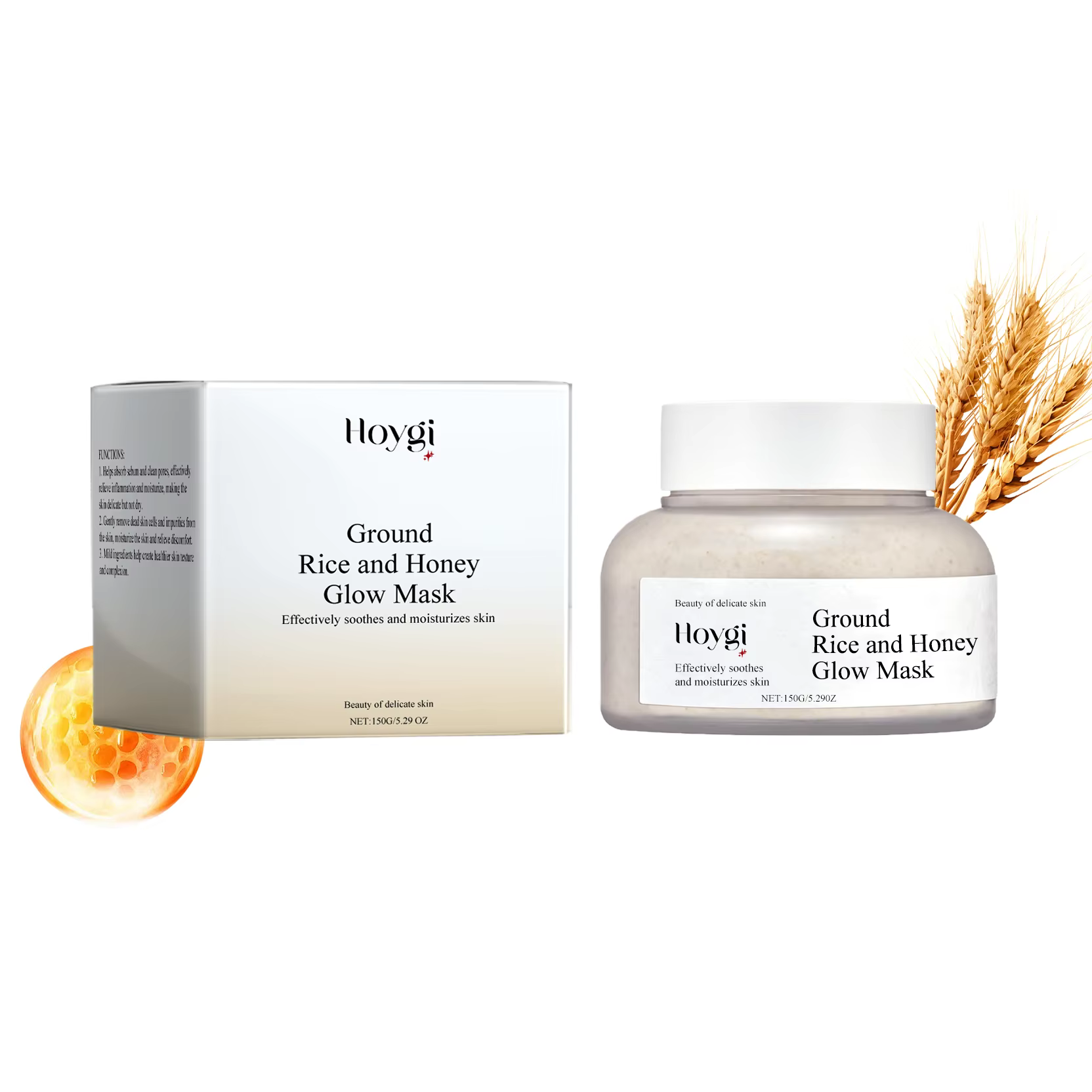 Masque Visage au Miel et au Riz Nettoyant en Profondeur, Anti-Acné, Contrôle du Sébum, Apaisant, Hyd