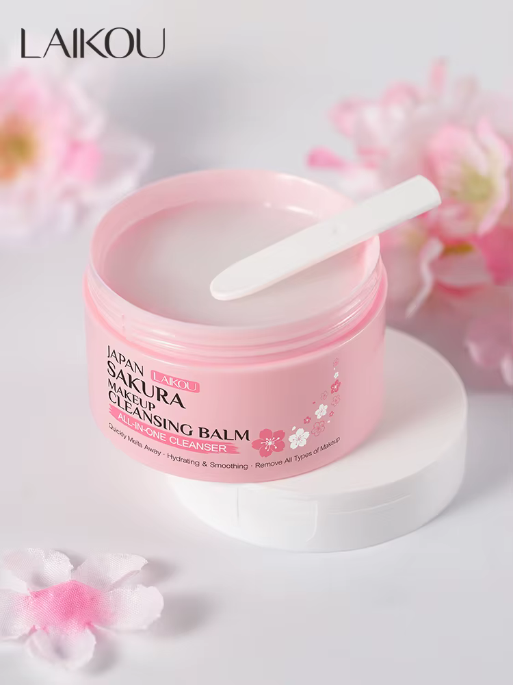 LAIKOU Japon Sakura Baume Nettoyant Démaquillant 100g Nettoyant Tout-en-un Fondant Rapidement Hydrat