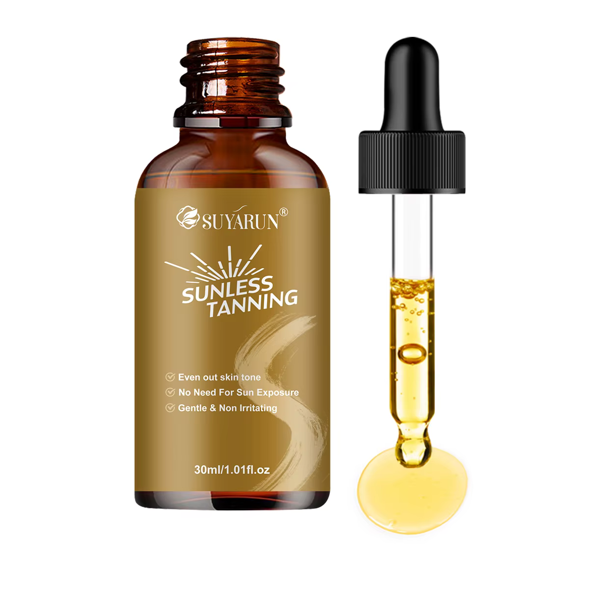 SUYARUN Sérum Autobronzant Visage & Corps, Bronzage Naturel Sans Traces, Séchage Rapide, Effet Bâton