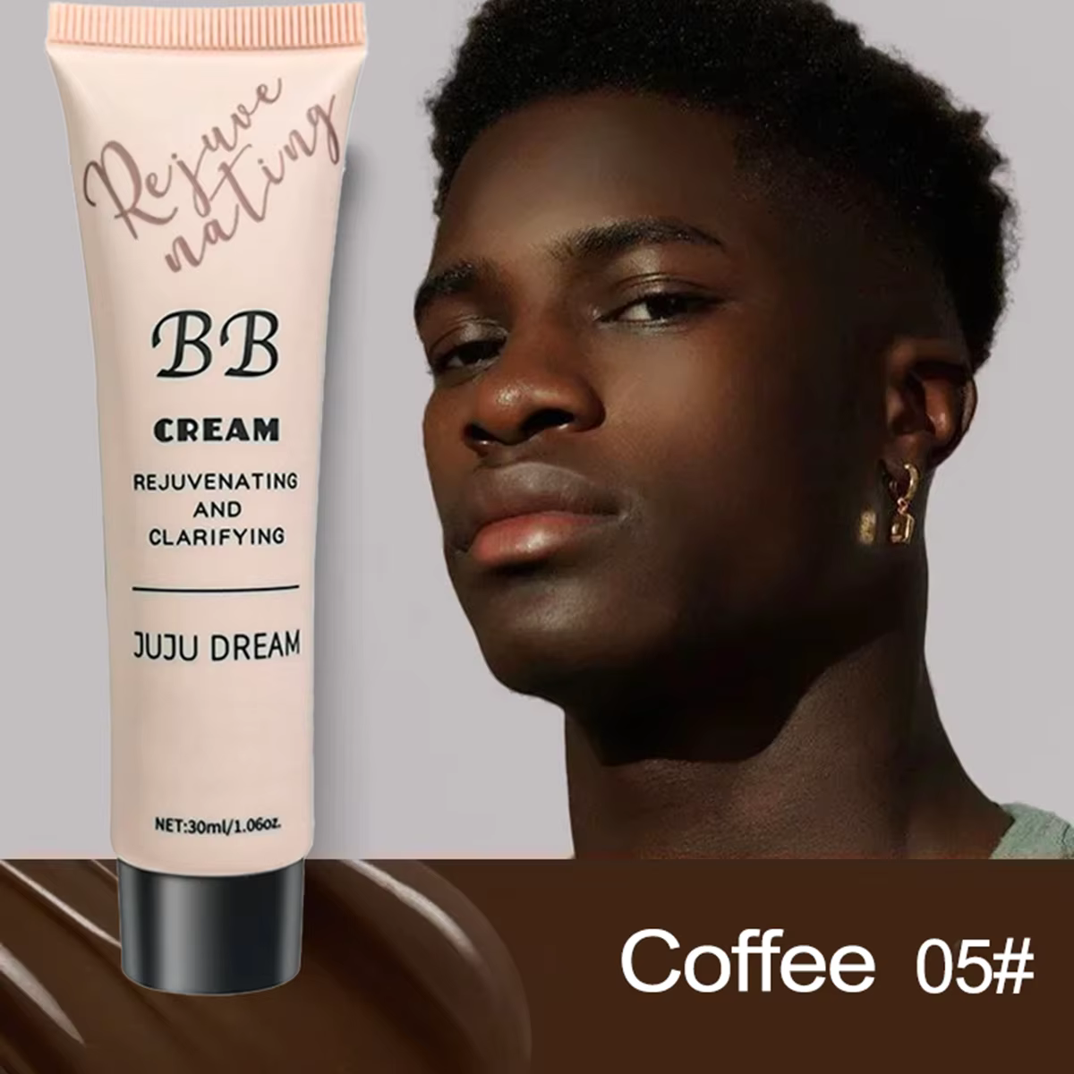 BB Cream pour hommes – Couverture complète, imperméable, longue durée, finition mate naturelle, cert