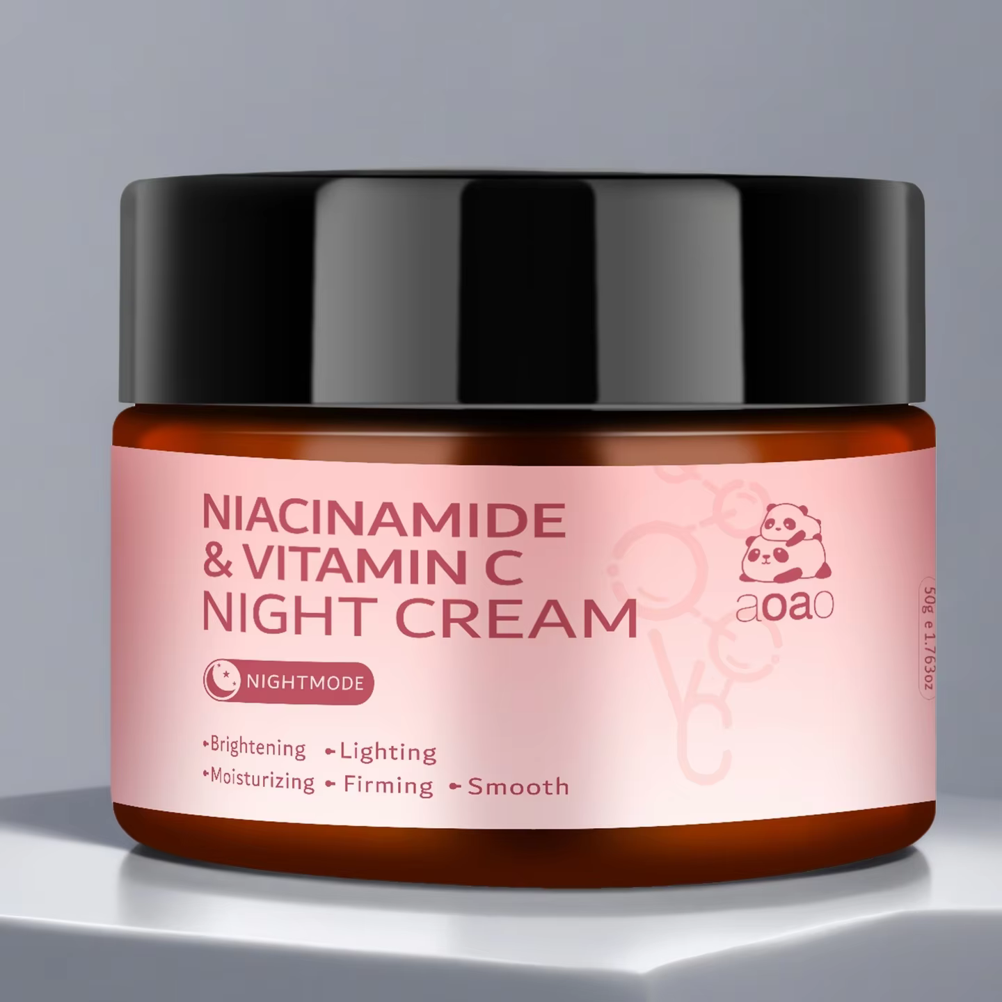 Crème de nuit hydratante enrichie en Niacinamide, vitamine C, acide hyaluronique et collagène, crème