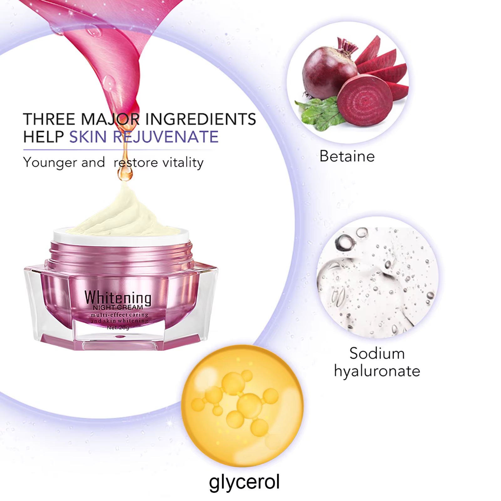 AILKE crème Anti-rides éclaircissante pour le visage avec collagène, acide hyaluronique, soin blanch