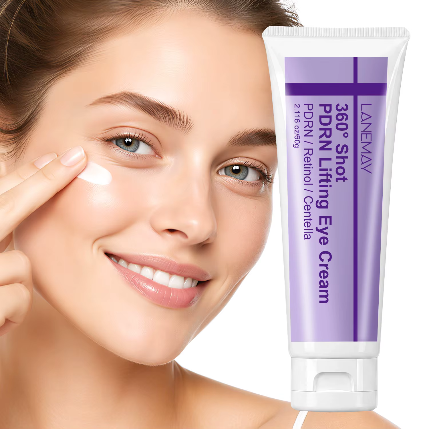 360 ° Crème pour les yeux liftante Shot PDRN – 60g. Formulé avec PDRN, rétinol et centella pour li