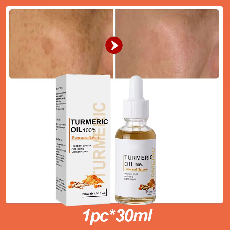 Sérum Éclaircissant Anti-taches à l'Huile de Curcuma – Anti-âge, Réduit les Ridules, Atténue les Tac