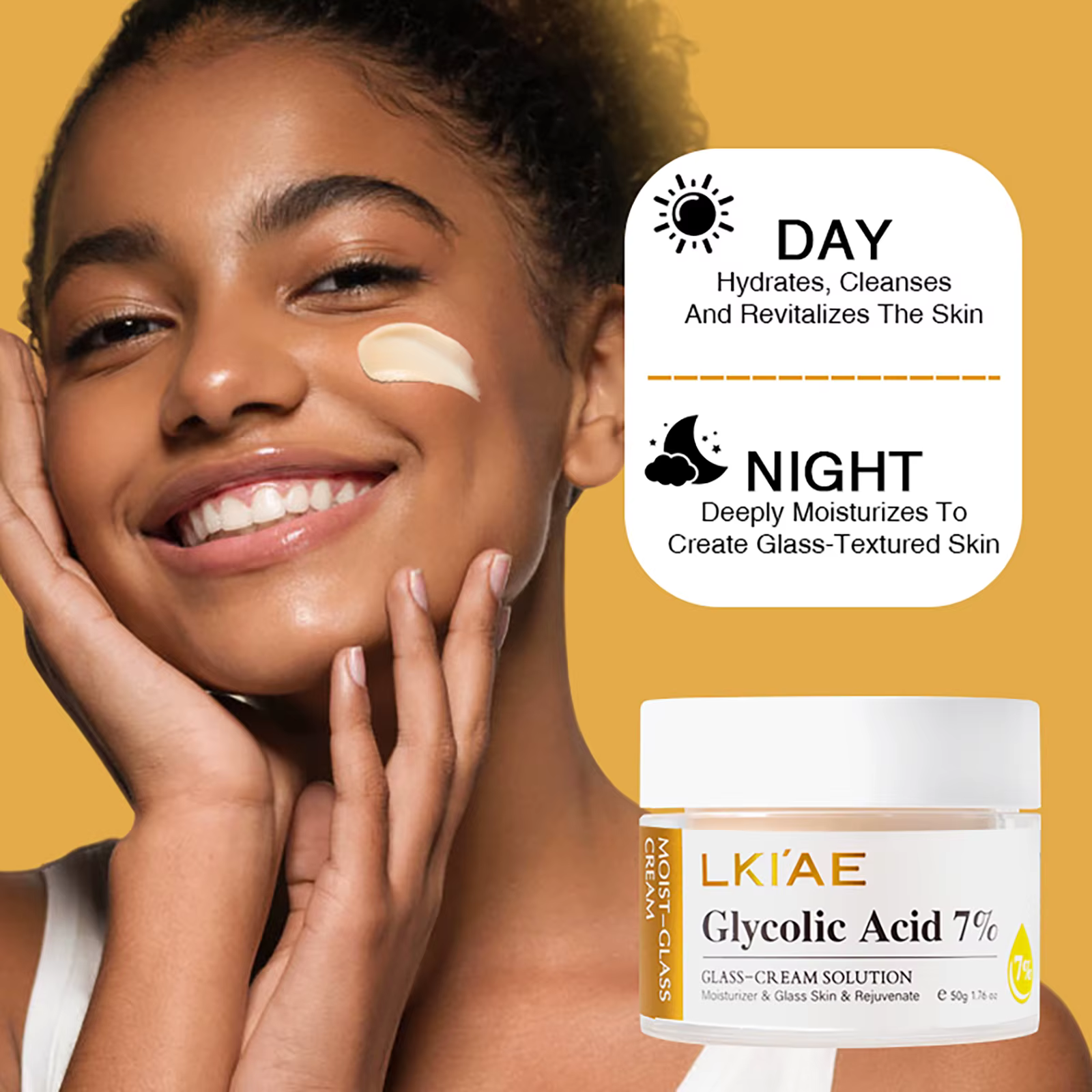 LKIAE Ensemble de soins pour la peau éclaircissant à l'acide glycolique, réduit les taches foncées,