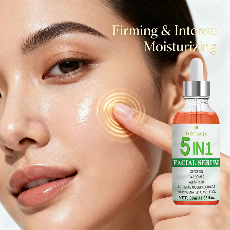 Sérum facial 5-en-1 hydratant et nourrissant, adapté aux peaux sèches et rugueuses, convient à tous 