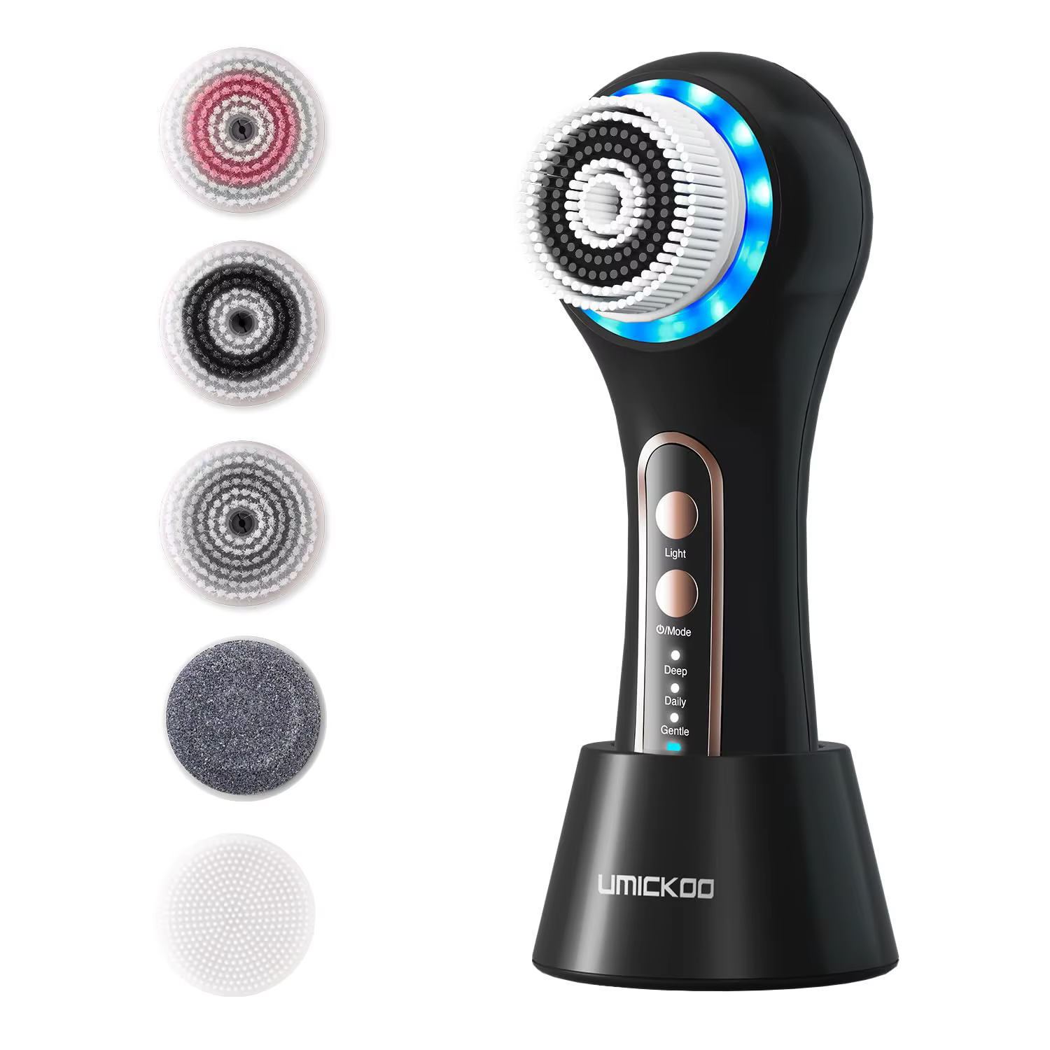 Brosse électrique exfoliante pour le visage, avec 5 têtes de brosse, pour exfolier, massage et netto