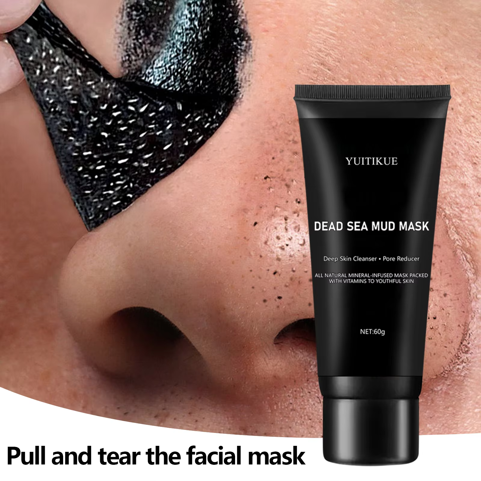Masque de boue de la mer morte nettoyage en profondeur points noirs d'aspiration (nez de fraise) réd