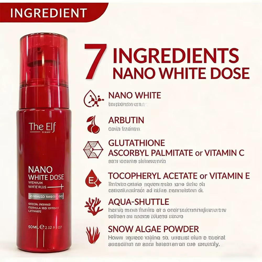 Sérum The Elf Nano White Dose Truyen Trang Mo Tham, estompe les taches foncées, éclaircit le teint,